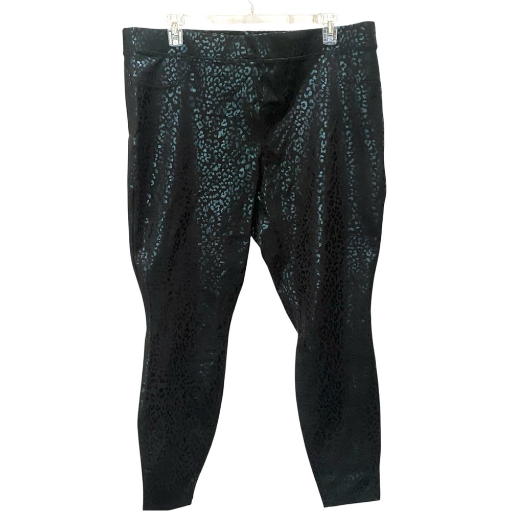 Terra Sky Black Leopard Print Leggings Pants Thick Fabric 2X